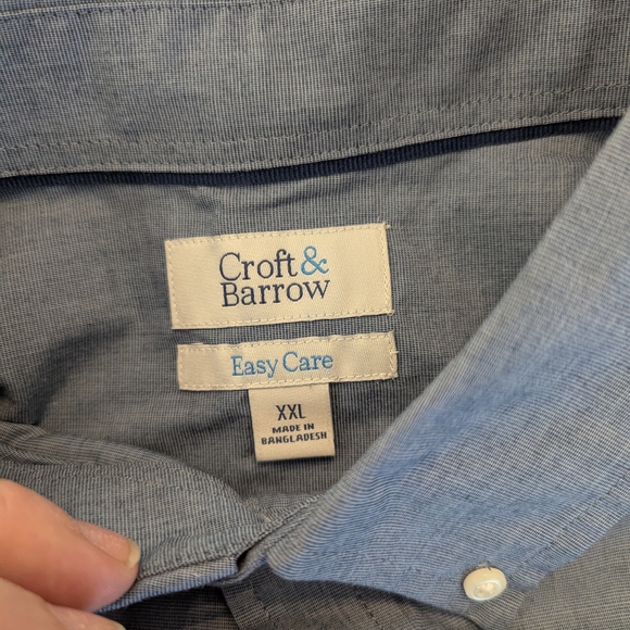 NWT Croft & Barrow Men's XXL Blue Easy Care Long Sleeve Button Down Shirt - Picture 2 of 4